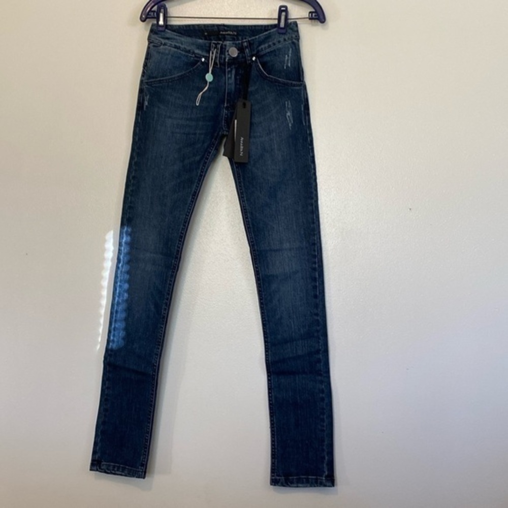 AnnaRita N pocket button zip blue jegging skinny jeans 2